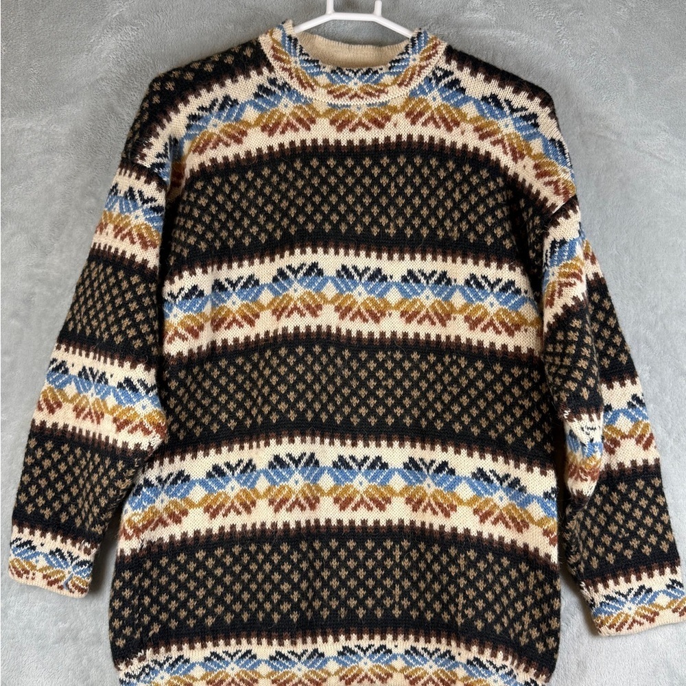 Yucra Sweater 100% Alpaca Unisex Long Sleeve Brown Blue Black